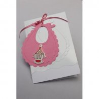 Deko-cut Babylätzchen rosa/weiß 10er Set mit Karte