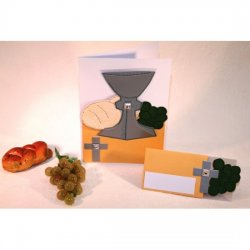 Kelch mit Brot und Wein  6er Einladung/Men-/Tischkarte/Kuvert