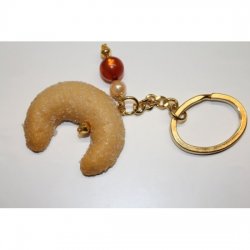 Schlüsselanhänger -Vanillekipferle mit Perle-